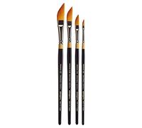 KINGART B-026 Premium 4 pc. Original Gold 9800 Series Dagger Striper Brush Set, Synthetic Golden Taklon for Acrylic, Oil, Watercolor Paint, Short Handle, 4 Brushes Sizes: 1/8", 1/4", 3/8", 1/2"