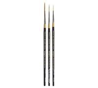 KINGART B-072 Premium 3 pc. Original Gold 9375 Series MID-Length Liner Artist Brush Set, Synthetic Golden Taklon for Acrylic, Oil, Watercolor and Gouache Paint, Short Handle, 3 Sizes: 10/0, 1, 2
