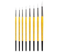 KINGART B-087 Premium 8 pc. White Nylon 7950 Series Gold Grip Round Brush Set, Synthetic Hair for Face Painting, Fabric, Ceramics, Short Handle, 8 Brushes Sizes: 0, 1, 2, 3, 4, 5, 6, 8