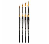 KINGART B-092 Premium 4 pc. Original Gold 9900 Series Miracle Wedge Brush Set, Synthetic Golden Taklon for Acrylic, Oil, Watercolor Paint, Short Handle, 4 Brushes Sizes: 6, 8, 10, 12
