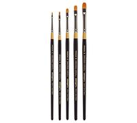 KINGART B-093 Premium 5 pc. Original Gold 9510 Series Short Filbert Brush Set, Synthetic Golden Taklon for Acrylic, Oil, Watercolor Paint, Short Handle, 5 Brushes Sizes: 0, 2, 4, 6, 8