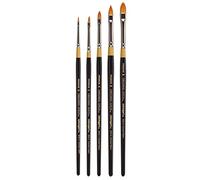 KINGART B-094 Premium 5 pc. Original Gold 9515 Series Pointed Filbert Brush Set, Synthetic Golden Taklon for Acrylic, Oil, Watercolor Paint, Short Handle, 5 Brushes Sizes: 0, 2, 4, 6, 8