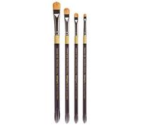 KINGART B-095 Premium 4 pc. Original Gold 9247 Series Crescent Filbert Blender Brush Set, Synthetic Bristle/Taklon for Acrylic and Oil Paint, Short Handle, 4 Brushes Sizes: 1/8", 1/4", 3/8", 1/2"