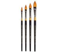 KINGART B-100 Premium 4 pc. Original Gold 9930 Series Oval Floral Petal Brush Set, Synthetic Golden Taklon for Acrylic, Oil, Watercolor Paint, Short Handle, 4 Brushes Sizes: 2, 6, 8, 10
