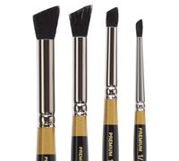 KINGART B-123 Premium 4 pc. Original Gold 9245 Series DEERFOOT STIPPLER Artist Brush Set, Russian Fitch Natural Hair, for Acrylic, Watercolor, Oil and Gouache Painting, Sizes: 1/8, 1/4, 3/8, 1/2