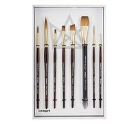 KINGART Finesse Kolinsky Sable Synthetic Blend Premium Watercolor Artist Brushes, Gift Box, Set of 8, Synthetic Brush Hairs, Acrylic Handle, for Oil, Acrylic, Watercolor, and Gouache Paints