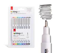 KINGART Inkline, Set of 8 Unique, Size 08 Fine Line Color Ink Pens, Assorted 8 Piece