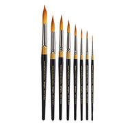 KINGART Original Gold 9020 Ultra Round Series Premium Golden Taklon, Multimedia Artist Brushes, Set of 8 Sizes (sizes: 2,4,6,8,10,12,14,16)