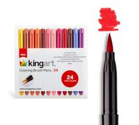 KINGART Pro, Water-Based Ink, Set of 24 Unique & Vivid Colors Brush Pens, Assorted 24 Piece