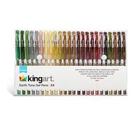 KINGART Soft Grip Earth Tone Gel Pens, XL 2.5mm Ink Cartridge, Set of 24 Unique Colors