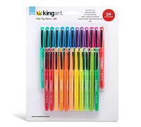 KINGART Studio Felt Tip Pens, Medium Point, Set 24 Unique Bright Colors
