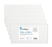 KINGART Studio Stretched Canvas Set - 10x20 Inch Rectangle, 6-Pack - 100% Cotton, Acid-Free Acrylic Primed Gesso - Professional Artist Quality for Oil, Acrylic, & Mixed Media - Value Pack