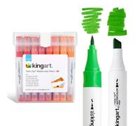 KINGART Twin-Tip Watercolor Pens (411-48), Broad Chisel 6mm & Flexible Brush Tip, Water-based Ink, 48 Unique Colors, for Bullet Journaling, Sketching