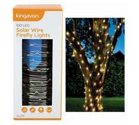 Kingavon 1x 100 LED Warm Solar Wire Firefly Lights Set - Waterproof Decorative Solar-Powered Outdoor Garden Patio Camping LED Fairy Decoration