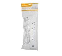 Kingavon 4-way Extension Lead With 2M Cable & 2 USB Ports, White