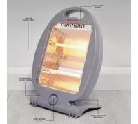 Kingavon 800W Electric Quartz Heater Portable Halogen Heating Instant Heat Adjustable Temperature - Grey