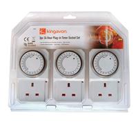Kingavon 3Pc 24 Hour Plug In Timer Socket Set