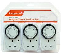 Kingavon BB-TS210 24-Hour Plug-In Timer Socket - Deters Intruders, 15-Minute Intervals, Easy, CE & BS1363 Approved