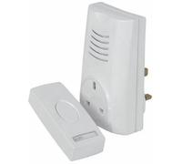 Kingavon Dc105 Plug-Through Wireless Door Chime Kit With Doorbell Push Button And Plug-In Receiver 100M Range - White