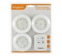 Kingavon Remote Plastic Puck Lights - 5 LED - White - Pack of 3 Kingavon White