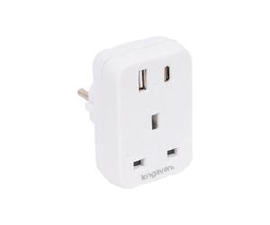 Kingavon Uk To Eu Travel Adaptor With 2 Usb Ports