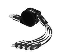 KINGBACK Multi Charger, Retracrable 4 in 1 Multifunctional USB Cable Adapter Connector with Type C/Micro USB/Mini USB/Phone Compatible for All Cellphone (4 in 1 -Black)