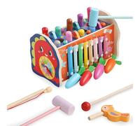 Kingbar 8 In 1 Montessori Wooden Toys, Whack A Mole Game, Xylophone, Carrot Harvest, Fishing, Clock, Color Matching, Gear, Woodpecker Catch Worms, Fine Motor Game For Toddler, 8 in 1