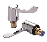 KINGBATH™ Tap Revivers Kit 1/2” Lever Head Basin Sink Taps Mixers Bidet Handles Quarter Turn Valves Cartridges (Hot/Red & Cold/Blue Indicator) Replacement(2 Pack/Pair)