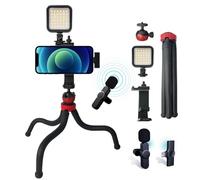 Kingbest Clip lav mic vlogging Kit,(Flexible Tripod, Necktie Clip Mic, vlog Light, Phone Holder with Hot Shoe), Perfect for Kids, Vlogger Video Recording Fitness Yoga Tiktok/Zoom
