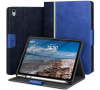 KingBlanc Case for iPad (A16) 11th/10th Generation (2025/2022, 11/10.9-inch) with Built-in Pencil Holder, Vegan Leather Protective Smart Stand Cover, Auto Sleep Wake, Multi-Angle Viewing, Blue