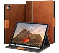 KingBlanc Case for iPad (A16) 11th/10th Generation (2025/2022, 11/10.9-inch) with Built-in Pencil Holder, Vegan Leather Protective Smart Stand Cover, Auto Sleep Wake, Multi-Angle Viewing, Brown
