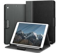 KingBlanc Case for iPad Air (3rd Generation) 10.5" 2019 / iPad Pro 10.5 inch 2017 Case with Apple Pencil Holder, Vegan Leather Smart Cover, Auto Sleep/Wake, Multi-Angle Folding Stand, Black/Gray