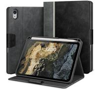 KingBlanc Case for iPad mini 7 (A17 Pro), iPad mini 7th/6th Generation (2024/2021) Vegan Leather Book Cover with Pencil Holder, Viewing/Drawing Multi-Angles, Auto Sleep/Wake, Black