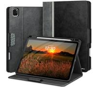 KingBlanc Case for iPad Pro 11-inch 4th/3rd/2nd/1st Generation 2022/2021/2020/2018 with Pencil Holder, Vegan Leather Bicolor Cover, Auto Sleep Wake, Pencil 2. Charging, Multi-Angle Viewing, Black