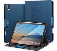 KingBlanc Case for iPad Pro 11-inch 4th/3rd/2nd/1st Generation (2022/2021/2020/2018) with Pencil Holder, PU Leather Protective Stand Folio, Auto Sleep/Wake, Multi-Angle for Viewing/Typing, Blue