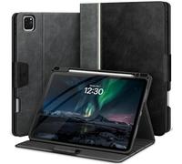 KingBlanc Case for iPad Pro 11 inch (M5 2025/M4 2024) with Pencil Holder, Vegan Leather Smart Stand Cover, Auto Sleep Wake, Support Pencil Pro/(USB-C), Viewing/Typing Angle, Durable Protection, Black