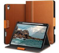 KingBlanc for Air 13-inch Case (M4 2026/M3 2025/M2 2024) with Built-in Pencil Holder, PU Leather Durable Protective Stand Folder Cover, Auto Wake/Sleep, Multi-Angle for Viewing/Typing, Brown