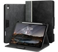 KingBlanc for iPad Air 13 inch Case (M3 2025/M2 2024) with Pencil Holder, Vegan Leather Protective Stand Cover, Auto Wake/Sleep, Angles for Viewing/Drawing, Supports Pencil Pro/(USB-C), Black