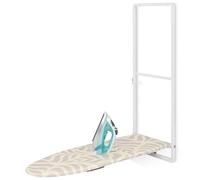 KINGBOARD Over Door Ironing Board, Hanging Ironing Board with Iron Holder, 36" X 12" Compact Fold Down Iron Board for Small Spaces, Removable Heat Resistant Cover, White