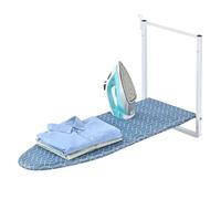KINGBOARD Wall Mounted Ironing Board with Iron Holder, Compact Iron Board for Small Spaces, Foldable Iron Stand Heat Resistant Cover, 36" X 12" Deep Blue