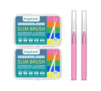 Kingbzis 120 PCS Interdental Brushes,Braces Brush for Cleaner Bristles 360° Bendable Between Teeth Floss Picks for Braces Oral Cleaning(Pink,Extra Tight Teeth)