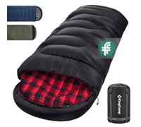 KingCamp Adult Sleeping Bag,100% Cotton Flannel Lining,3-4 Season Single | Thickened Fill,Dual Zipper Joinable,Warm Soft 4 Season,Compact for Adults Camping Hiking Travel Indoor