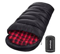 KingCamp Adult Sleeping Bag,100% Cotton Flannel Lining, Comfort 7℃,Black-L