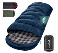 KingCamp Adult Sleeping Bag,100% Cotton Flannel Lining, Comfort 7℃,Navy-L