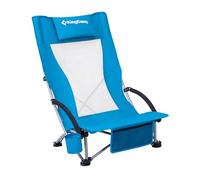 KingCamp Beach Chair Low Folding Lightweight, 180kg/300lbs Heavy Duty Picnic Chairs with Dual-Tube Stability & Fillable Pillowcase, Portable Concert Chair with Wide Seat & Storage Pocket, Blue