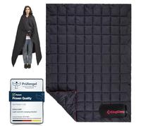 KingCamp Camping Blanket, Lightweight Warm Multifunctional, 175×135cm | Travel Blanket Outdoor with Snap Button, Water-Repellent Compact Camping Quilt for Camping, Hiking, Picnic, Beach, Car, Black
