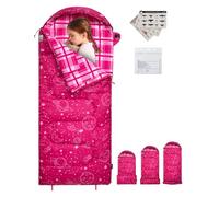 Kingcamp Children's Sleeping Bag, Flannel for Outdoor Use, Multifunctional Blanket, Warm and Comfortable, Water-Repellent, Ideal for Camping, Travel, and Activities (Rosered)