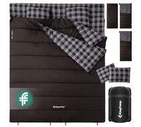 KingCamp Double Sleeping Bag 100% Cotton Flannel Lining， 220 * 168 CM, Sleeping Bag 2 People with 2 Pillows, 3-in-1 Blanket,4 Seasons use for Camping, Travel and Indoor