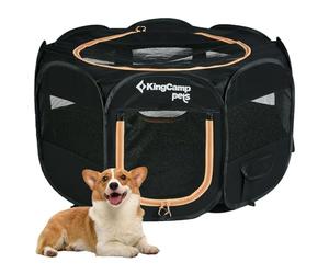 KingCamp Foldable Dog Playpen, Portable Pet Playpen with Breathable Mesh, Lightweight Pop Up Dog Cat Playpens, Dogs Pen Pet Cage with Carrying Bag for Puppy Kitten Rabbit Indoor Outdoor, Black S