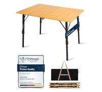 KingCamp Folding Camping Table Bamboo Adjustable 16.5"~27.5" Up to 176lbs